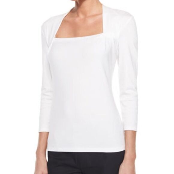 Lafayette 148 Giada Square Neck 3/4 Sleeve Top Metallic Size Small - Picture 4 of 15